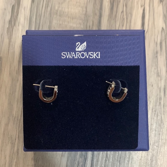 Swarovski Crystaldust Hoop Pierced Earrings, Small, Black - Picture 2 of 5